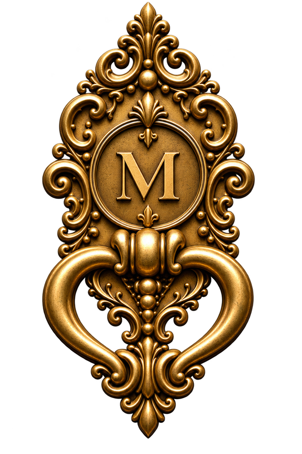 Heurtoir doré orné du monogramme M de Madame Saint Germain